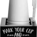 Party Cup Holder with Marker Slot - Wooden Mark Your Cups & Cup Dispenser for Parties, Farmhouse Decor, Home & Bar (Black, 5.7"x5.7"x2.95")