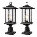 Beionxii 21inch Outdoor Post Lights, Large Exterior Lamp Post Light, Black