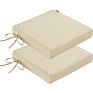 Patio Chair Cushions Waterproof Outdoor Seat Cushions for Patio Furniture Set of 2 with Ties, 19 x 19 Inch, Beige