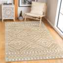 Wonnitar Moroccan Washable Rug 3x5, Non-Slip Entryway Area Rug, Soft Farmhouse Bedroom Throw Mat, Geometric Low Pile Scandinavian Accent Carpet for Entry Kitchen Basement (Kakhi,3'x5')