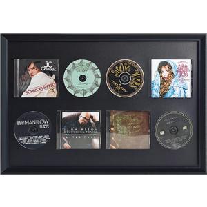 CD CASE/Holder,DVD Storage,CD Display Frame for Discs & Cases,Black Wooden cd case Display case,EVA Foam Slot, Home Decor Desktop and Wall Mountable，Christmas，Valentine's Day Gifts.