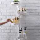 shuang qing 4-Tier Corner Shower Caddy Tension Pole Organizer - Adjustable Rustproof Metal Tension Pole, Plastic Shelves with Safety Guardrail, Bathroom Storage for Shower & Bathtub(White)