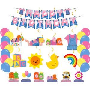 Cartoon Teacher Birthday Decorations Teacher Party Decorations Girls Decorations Truck Room Decor , Birthday Banner, Swirls,Balloons Centerpieces Cartoon birthday party decorations
