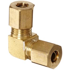 Anderson Metals - 50065-04 50065 Brass Compression Tube Fitting, 90 Degree Elbow, 1/4" x 1/4" Tube OD