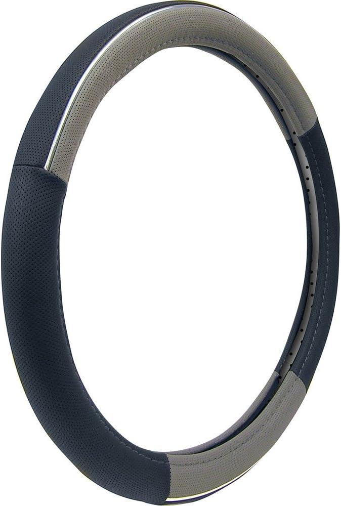 Custom Accessories 38850P Black/Grey with Chrome Accent Steering Wheel Cover