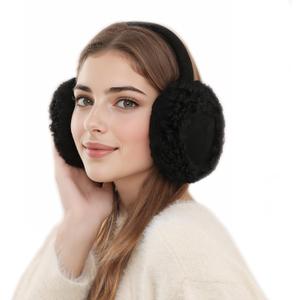 Yedilen Winter Ear Warmers for Women Warm Outdoor Foldable Earmuffs Cute Faux Fur Ear Muffs for Girls (Black)