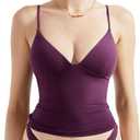 SUUKSESS Women Sexy Deep V Neck Sleeveless Fitted Basic Tops Y2K Tank Top Cami (Small)