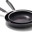 OXO Nonstick 8 and 10 Frying Pan Set, PFAS-Free Ceramic Skillets, Dishwasher & Oven Safe, Stay-Cool Silicone Handle