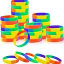 BDS-HOME 40pcs Pride Month Rainbow Silicone Wristbands Stretchable Colorful Bracelets Bulk Pride Day Bracelets LGBTQ Support for Festivals Parades Decorations Party Accessories (MIX)