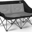 2 Person Camping Chair Camping Loveseat Oversized Double Folding Camping Chair Heavy Duty Two Person Camp Chair Love Seat Dou Chairs Sport Lawn Chair for Adults (Black & Grey)