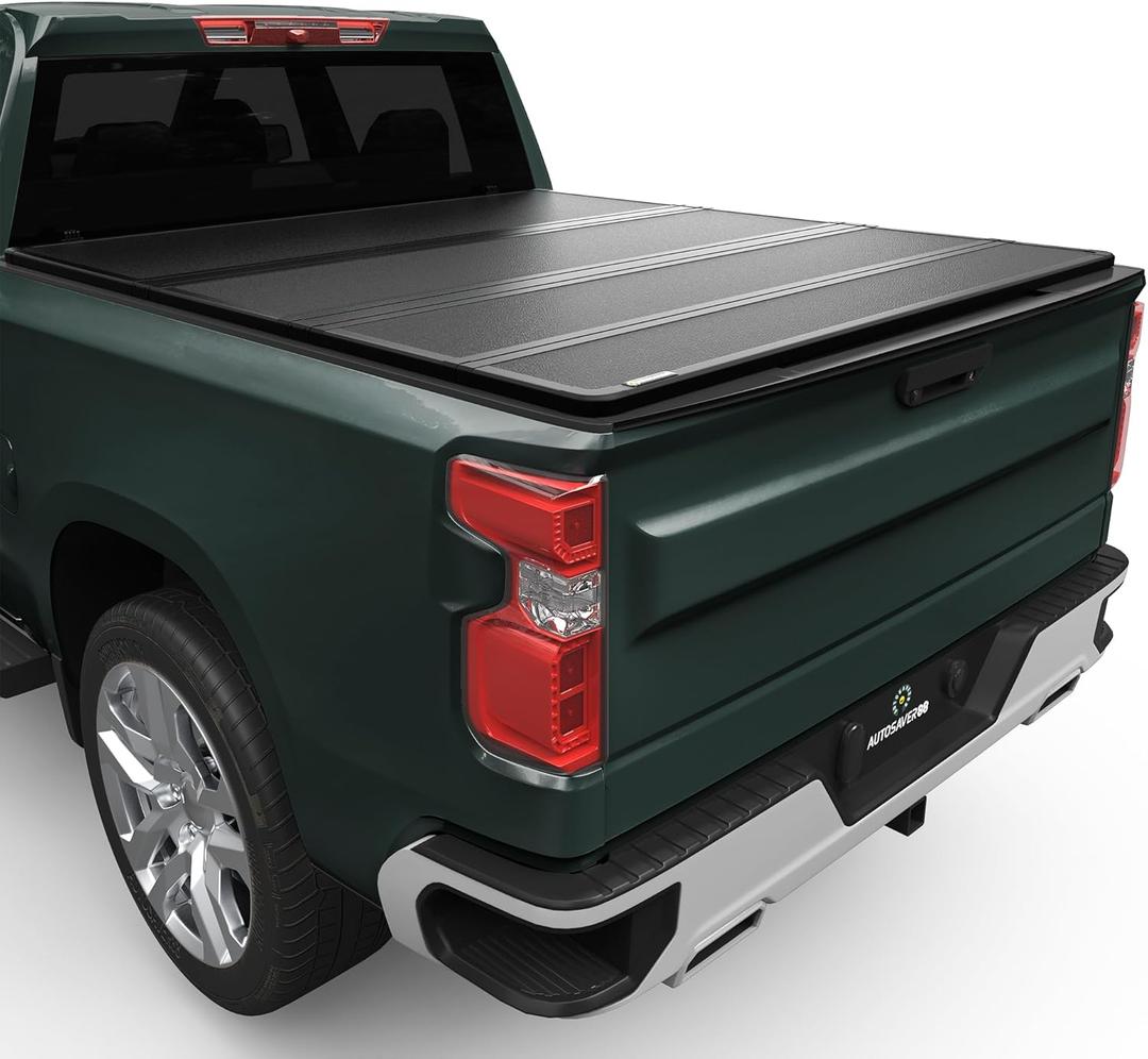 AUTOSAVER88 Hard Quad Fold Truck Bed Tonneau Cover Fit for Chevy Silverado/GMC Sierra 1500 New Body Style 2019-2025 with 6.6ft Bed Without Multi-Flex Tailgate