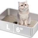 Stainless Steel Litter Box,19.7"x13.7"x6" Large Metal Litter Box for Kitty/Cat, Easy to Clean, Non Stick Litterbox No Smell for Adult Cats