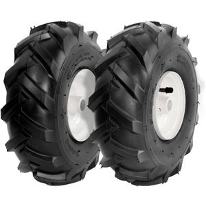 11x4.00-4" Tiller Tire and Wheel (3/4" Axle Size), 3-1/8" Centered Hub, Compatible with Craftsman & Troy-Bilt Tiller Garden Trailer, Tractor, Tillers, and Snowblower Tire
