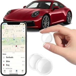 2 Pack GPS Tracker for Vehicles Works with Apple Find My(iOS Only) Mini Real-Time Hidden Car Locator Air Tracker Tag Undetectable Tracking Device for Car Global Coverage No Monthly Fee or SIM Required