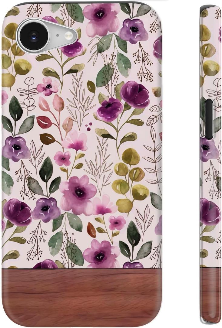 for iPhone 16e Case Cute – Wireless Charging Compatible – Dual-Layer Shockproof Protection with Stylish Wildflower Design – Protective Cover for Women - Custom Floral Wallpaper