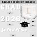 2026 Graduation Decorations, White Graduation Decorations, Balloons Boxes (4PCS) with Letters 2026 GRAD So Proud of You, Congrats Grad Decorations for High School & College