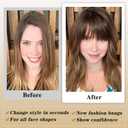 NAYOO Bangs Hair Clip - Light Blonde Fake Bangs 100% Real Human Hair Extensions Wispy Bangs for Women Fringe with Temples Hairpieces Curved Bangs for Daily Wear