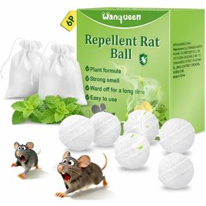 6 Pack Mouse Rodent Repellent Balls  Peppermint Oil to Repel Mice & Rats, Long Lasting 3 Months Protection, Safe for Pets & Kids  Natural Deterrent for Home, Garage, Car