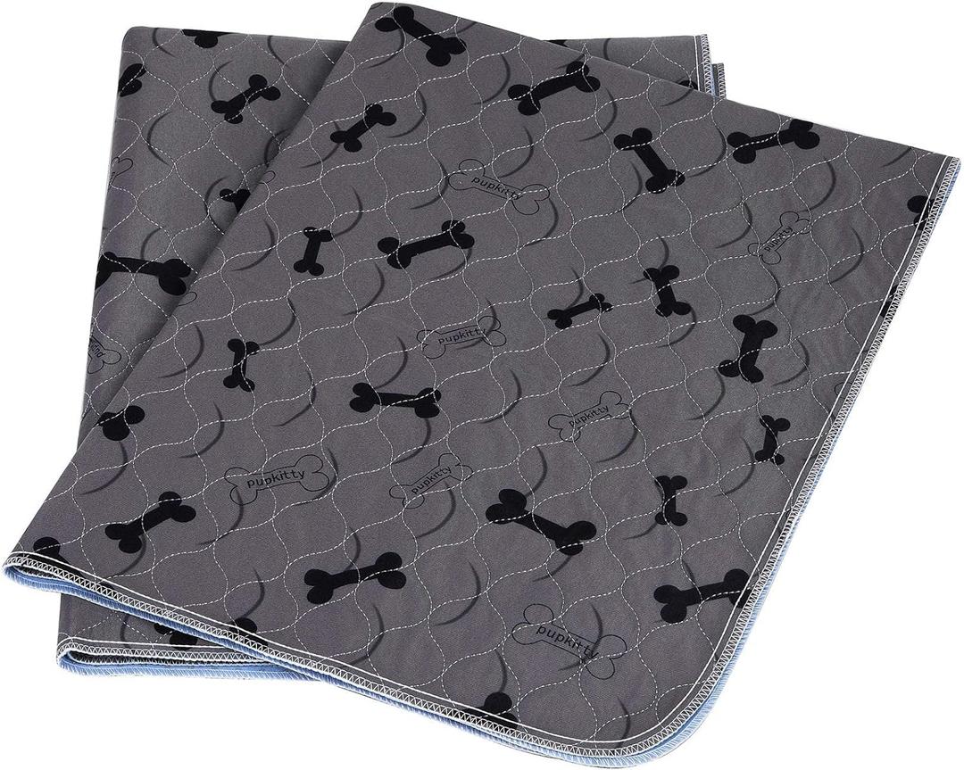 Washable Dog Pee Pads with Free Grooming Gloves,Non Slip Dog Mats with Great Urine Absorption,Reusable Puppy Pee Pads for Whelping, Potty, Training, Playpen (36x48 Inch (Pack of 2))