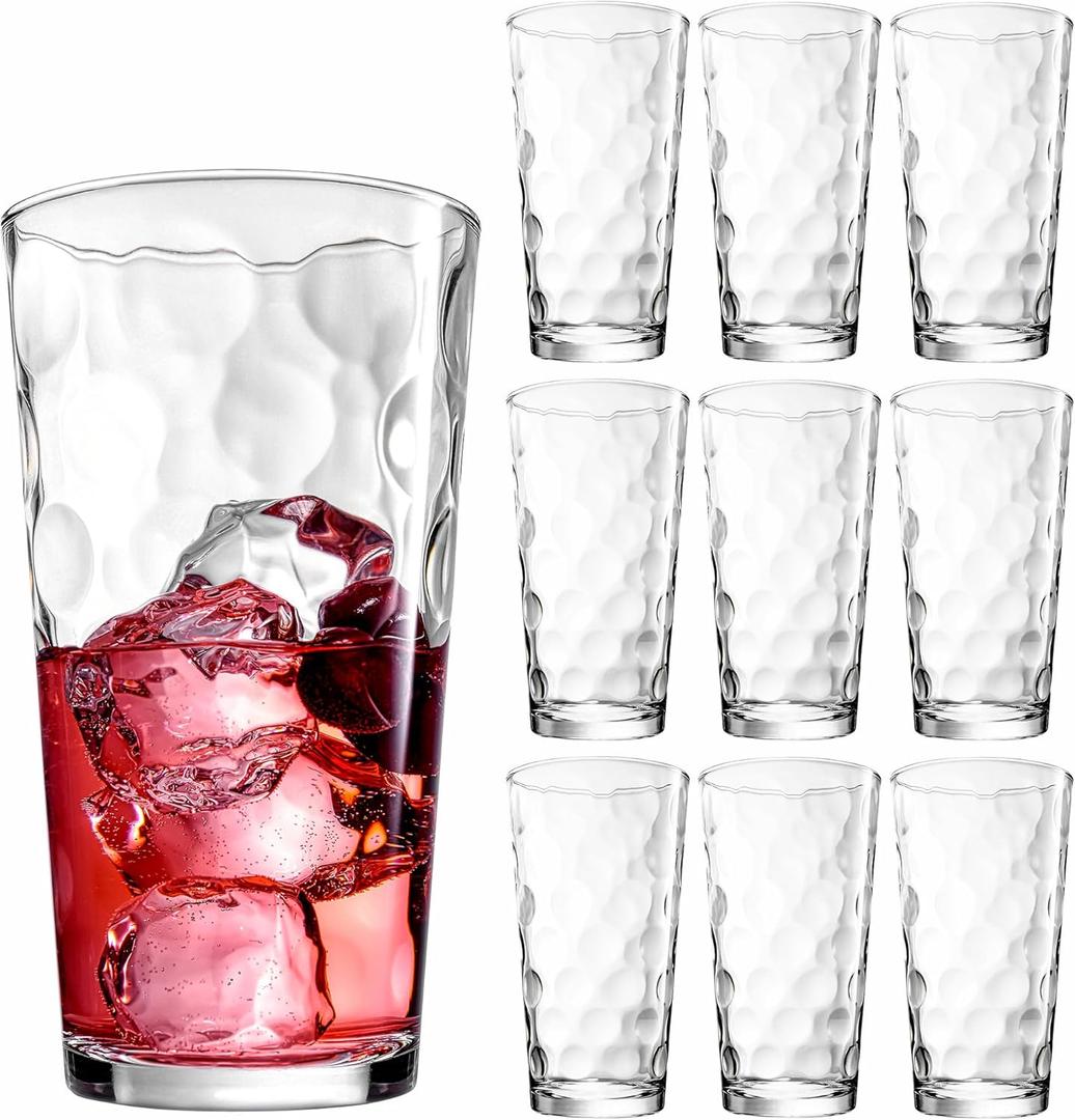 Highball Drinking Glasses Set of 7 Glass Cups by Home Essentials, 17 Oz. Glassware, for Water, Juice, Cocktails, Iced Tea