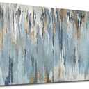 VEAEE Abstract Canvas Wall Art,Living Room Decor,Vintage Wall Pictures Blue Brown Canvas Painting Artwork Prints for Bedroom Kitchen Office Home Decorations Framed Ready to Hang 24"x 48"