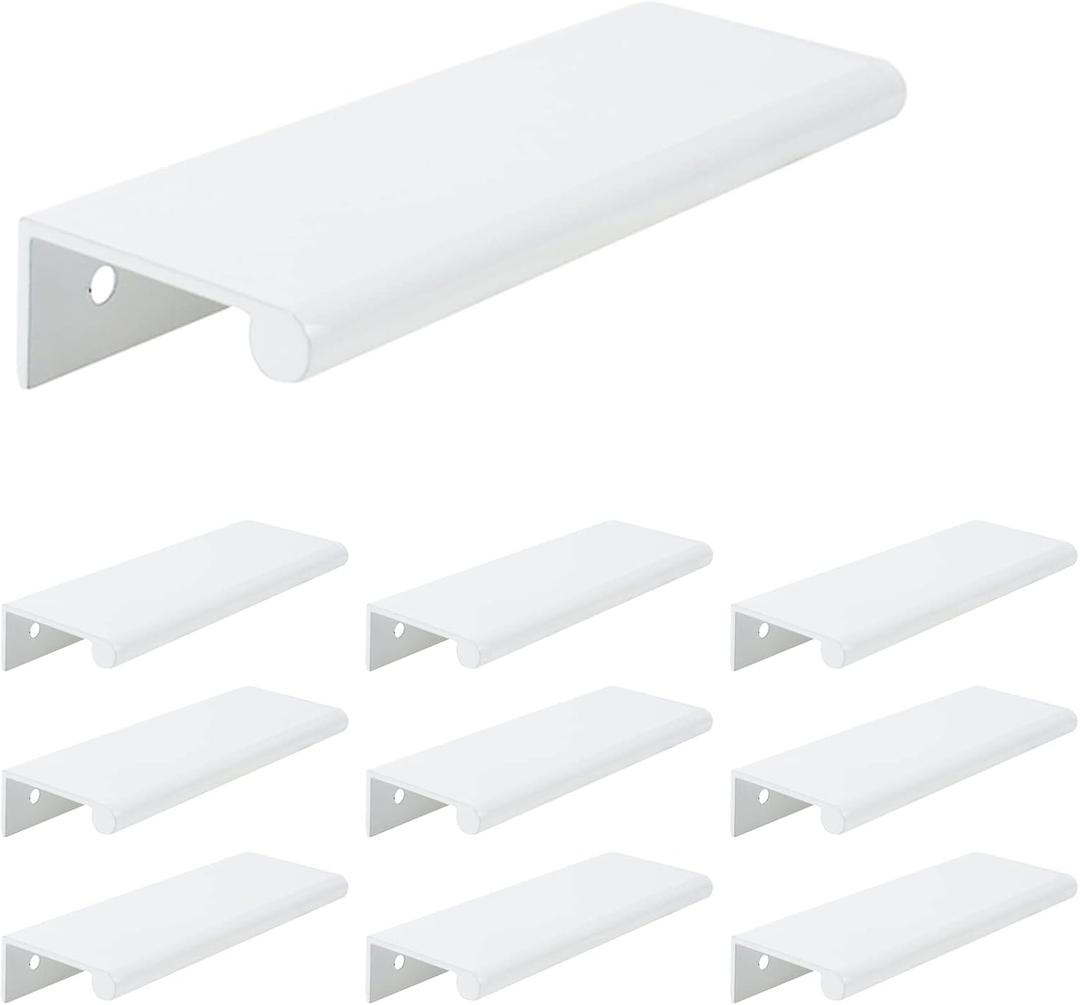 10Pcs 4.72" Back Mount Finger Pull,Cabinet Handles Closet Door Finger Pulls,Hole Dia.3.78"/96mm,White