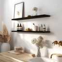 48 Inch Brown Wood Floating Shelves for Wall Rustic Wall Shelf for Bedroom Living Room Set of 4, 48Incn