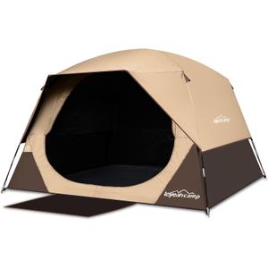 6 Person Blackout Camping Tent, Easy Setup Waterproof Family Dome Tent for Camping with Rainfly, Portable Double Layer Large Family Tent for Outdoor Camping&Hiking