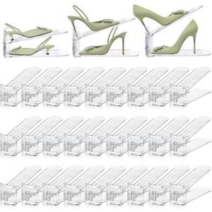 MOVDEET Shoe Slots Organizer, 36 Pack Transparent Shoe Stacker Adjustable Shoe Slot Organizer Space Saver Shoe Rack Holder Shoe Storage Organizers for Closet, Transparent