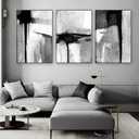 Black White Abstract Art Black and Neutral Wall Art Grey Black Abstract Canvas Paintings Living Room Black White Grey Pictures Modern Abstract Art Black White Abstract Canvas Print 16x24inx3 No Frame