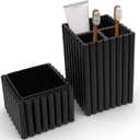 Home Stone Toothbrush Holder with Lid, Elegant Black Bathroom Toothbrush & Toothpaste Organizer Modern Hidden Closed Toothbrush Holders for Bathrooms (Black)