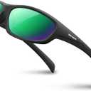 RIVBOS Polarized Sunglasses UV400 Protection for Men's and Women's Fishing, Cycling, and Outdoor Activities RB832 (Black Frame /Ice Green Lens)