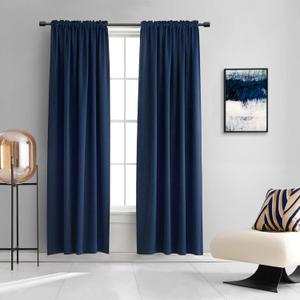 DONREN 2 Panels 90 Inches Long Navy Blue Blackout Curtains for Living Room - Home Decorator Thermal Insulated Room Darkening Window Curtain Drapes for Bedroom,Set of 2 Panels,52 x 90 Inch Length