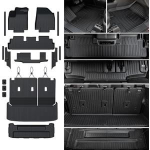 Floor Mats Cargo Mat Set for 2022-2025 Nissan Pathfinder 7/8 Seats Car Mat Accessories, All Weather TPE Cargo Liner Backrest Mat Trunk Lower Mat Door Sill Protectors(Floor Mats Set)