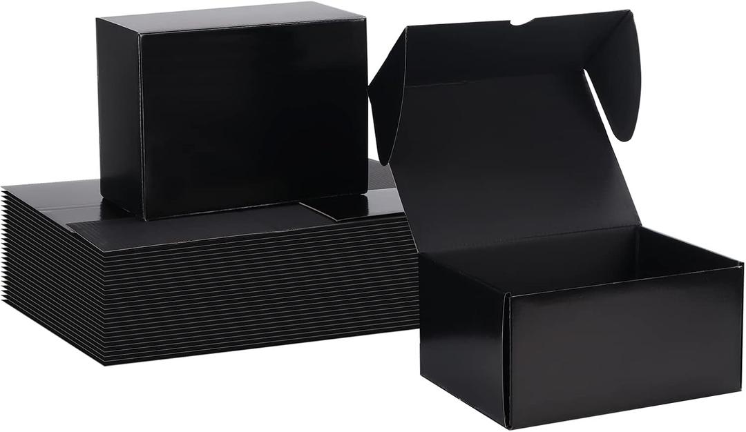 Rempry 8x6x4 Inches Black Shipping Boxes, 20 Pack Small Business Corrugated Cardboard Mailer for Shipping Packaging, Gifts Wrap Boxes with Lids