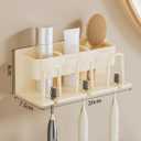 Bathroom Toothbrush Holders, Drill-Free Toothbrush Holder Wall Mounted- Toothbrush & Cup Holder, Tooth Brushing Holder and Bathroom Accessories (Three Holes)