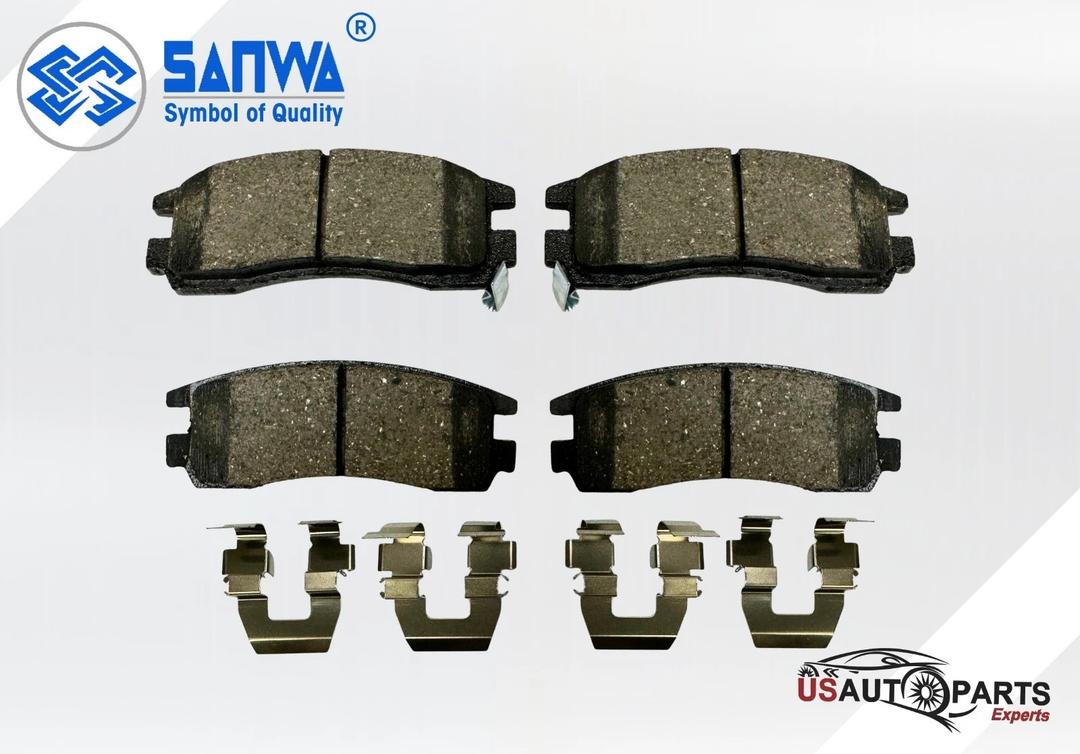 Sanwa Rear Ceramic Brake Pads W/Hardware Kit Compatible with Impala Monte Carlo Regal Rendezvous Park Avenue Pontiac Grand Prix Bonneville DeVille Eldorado Saturn SC SL SW1 1991-2010 [698]