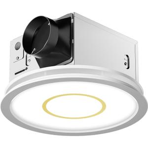 Fitop Bathroom Exhaust Fan with Light, 130 CFM 47W Ceiling Mount Shower Ventilation Exhaust Fan, 1.5 Sones Bathroom Vent Fan with Light, 1100LM LED Light 3000K/4000K/5000K (Gold)