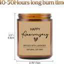 Happy Anniversary Candle Gifts, Gift for Couple Anniversary, Romantic Gifts for Her, Him, Girlfriend, Boyfriend, Wife, Husband, 7oz Soy Wax Lavender Scented Candle, Aniversario Gift for Her