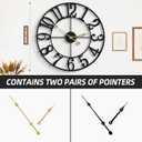 HAITANG 24 Inch Large Wall Clock for Living Room Decor, Black Metal Silent Non Ticking Battery Operated Modern Vintage Decorative Clock for Bedroom