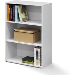 Furinno WRIGHT Book Shelf, 3-Tier Modern Bookshelf, Bookcase with Closed Back, 11.6" x 24.5" x 35.3", for Living Room, Bedroom, Home Office, Soft White