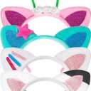 Cat Ears Headband,4 Pcs Party Decorations Headbands,Plush Soft Ears for Women Halloween Hair Accessories Hair Hoops Costume