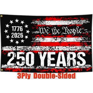 3 Ply 250 Anniversary USA Flag 250th Years American Anniversary Flag Patriotic 4th of July We The People 1776 American Flags for Outside 3x5 Ft Betsy Ross Outdoor Yard Banner Decorations
