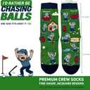 2 x I'D RATHER BE CHASING Funny Mens Socks, Golf & Pickleball Gifts for Men, Golfers Unique Crew Sock, Golfing Gift Accessories