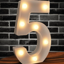 Marquee Numbers Light up Numbers, 0-9 Number Battery Powered LED Light, White Plastic Numbers Sign, Night Light Number Decor for Graduation Engagement Wedding Baby Shower Birthday (Number 5)