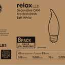 GE Relax LED Light Bulbs 60W, Soft White Candle Lights, Frosted Decorative Light Bulbs, Medium Base (8 Pack)