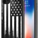 CARLOCA Compatible with iPhone 11 Case,Retro Black White American Flag iPhone 11 Cases for Girls,Graphic Design Shockproof Anti-Scratch Drop Protection Case for iPhone 11