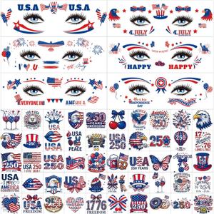 5 x 110+ PCS 4th of July Face Temporary Tattoos, 22 Sheets USA 250th Anniversary Merchandise Temporary Tattoos, Fourth of July Decorations Accessories For Memorial Day Independence Day Labor Day Supplies