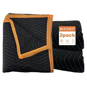 Large moving blankets, 80*72 inches, suitable for furniture moving protection and shipping packaging, quilted furniture pads, extra thick blankets for moving, heavy blanket (black) 2-pack
