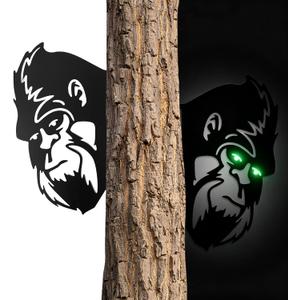 13.4x8.7 In Sasquatch Peek Metal Sign With Glow In The Dark Eyes Animal Bigfoot Plaques Cutout Decor Tree Fence Yard Garden Patio House Outdoor Wall Art
